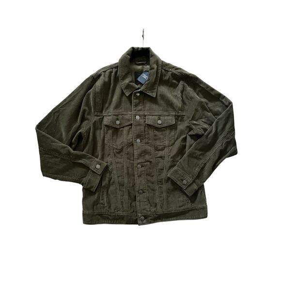 Abercrombie & Fitch Khaki Green Corduroy Shirt Jacket Size XL - Picture 1 of 9